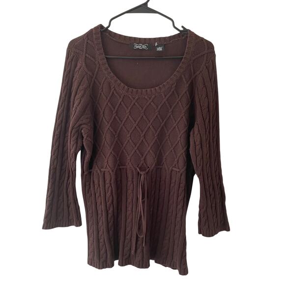 Crystal Kobe Y2K Brown Cable Knit Sweater Top Forest Fairy Cottagecore Boho - Picture 1 of 8
